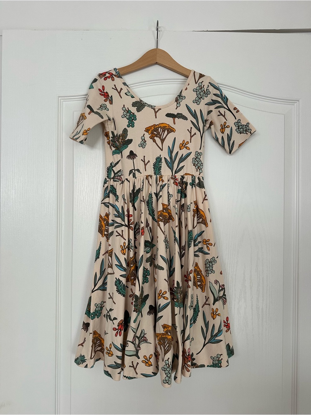 Alice + Ames Short Sleeve Ballet Dress in Herbal Study, Size 7